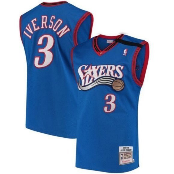 allen iverson blue 76ers jersey